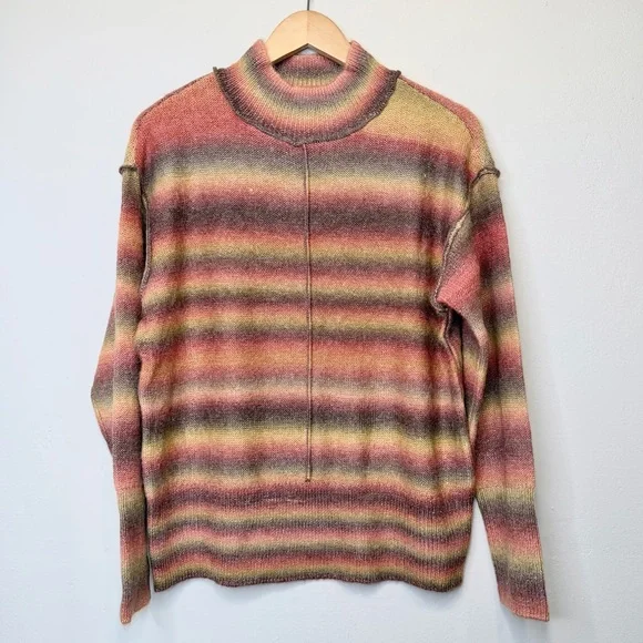 beachlunchlounge Sedona Spacedye Striped Mockneck Relaxed Pullover Knit Sweater - Picture 4 of 15